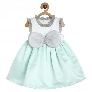 Miniklub Baby Girl Aqua Blue Cotton Fit & Flare Frock-  3-6m